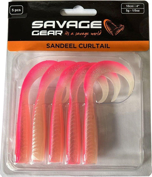 LB Sandeel Curltail 10cm Pink Glow Back 5 Adet Orak Kuyruk