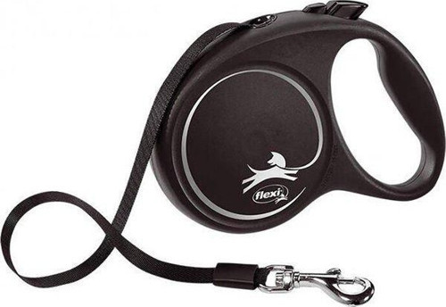 Black Design Şerit Otomatik Köpek Gezdirme Tasması Siyah Medium 5 Mt