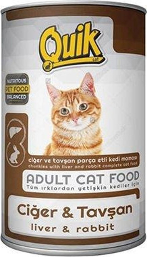 Ciğer ve Tavşanlı Yetişkin Konserve Kedi Maması 415 Gr