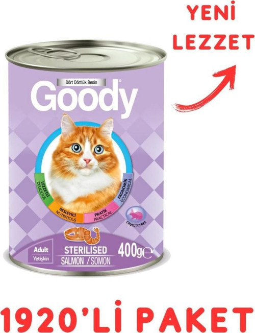 Kısırlaştırılmış Somonlu Yetişkin Kedi Konservesi 400 Gr - 1920'Li Paket