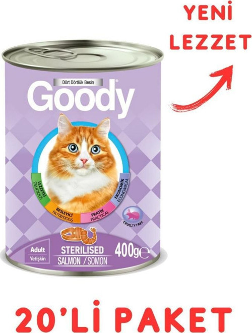 Kısırlaştırılmış Somonlu Yetişkin Kedi Konservesi 400 Gr - 20'Li Paket