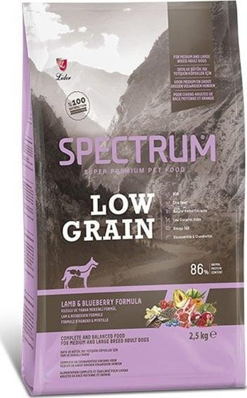 Düşük Tahıllı Kuzulu ve Yaban Mersinli Orta ve Büyük Irk Yetişkin Köpek Maması 2.5 Kg