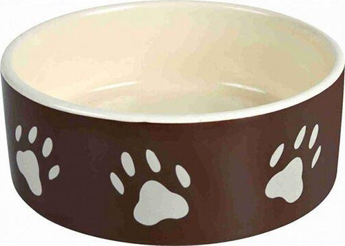 Patili Kedi ve Köpek Seramik Mama ve Su Kabı Kahverengi 1.4 Lt 20 Cm