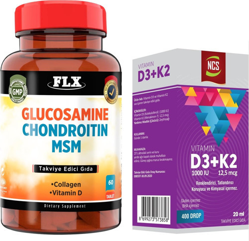 Glucosamine Chondroitin Msm 60 Tablet + Ncs Vitamin D3 Vitamin K2 20 ml