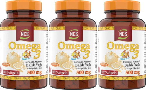 Omega 3 Balık Yağı 500 mg 3 Kutu 306 Yumuşak Kapsül Portakal Aromalı