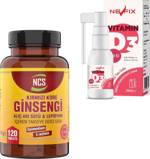 Kırmızı Kore Ginseng 120 Tablet Vitamin D3 400 Iu Sprey 20 ml