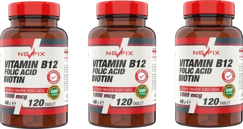 Vitamin B12 Folic Acid Biotin 1000 Mcg (3 Kutu) 120 Tablet