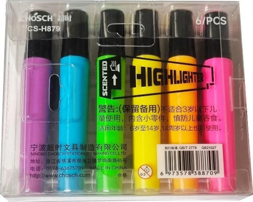 Neon Highlighter CS-H879 Renkli 6 Çeşitli Fosforlu Kalem Seti - İşaretleyici Kalem Seti