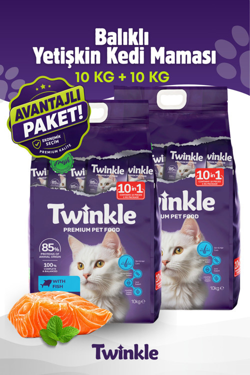 Yetişkin Kediler İçin Balıklı Tam Ve Dengeli Kedi Maması 10 Kg X 10 Kg Avantaj Paket 20 Kg