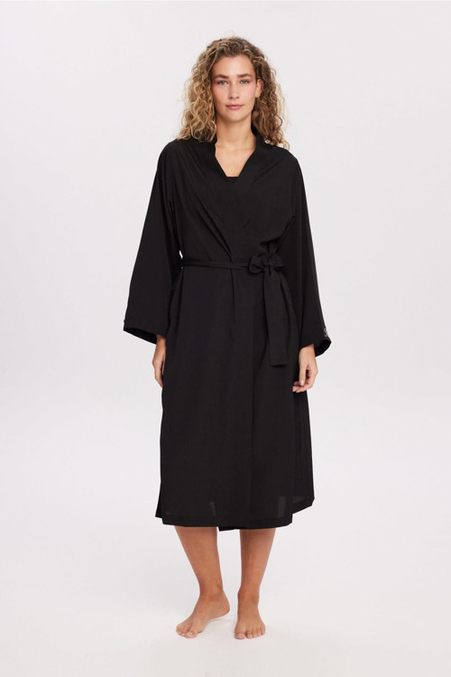 İmza Detaylı Siyah Kimono 5071