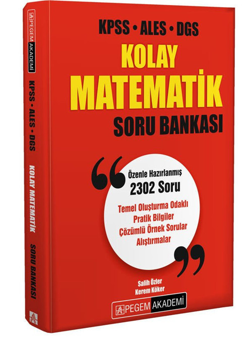 Pegem Akademi Yayıncılık KPSS ALES DGS Kolay Matematik Soru Bankası Çözümlü