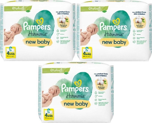 Pampers Harmonie Islak Havlu Mendil Aqua Pure Yeni Doğan-New Baby (12 Li Set) (552 Yaprak)