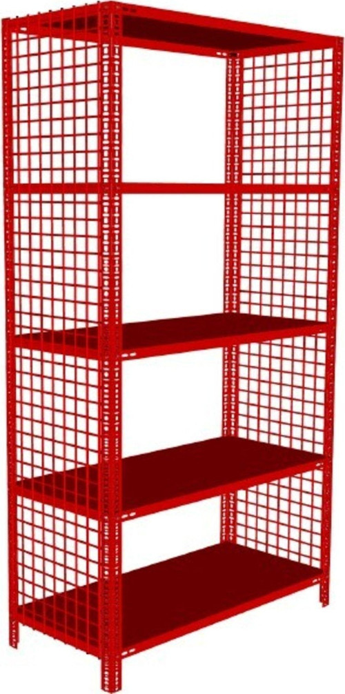 5 Katlı Renkli Tel Kafes Çelik Raf Dekoratif Raf 43x60-Kırmızı-150 cm