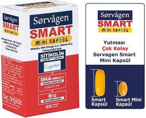 Smart Mini Sitikolin Dha Omega-3 Ve B12 60 Kapsül