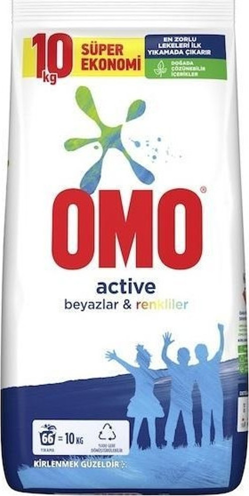Active Toz Çamaşır Deterjanı Beyazlar ve Renkliler 66 Yıkama 10 kg