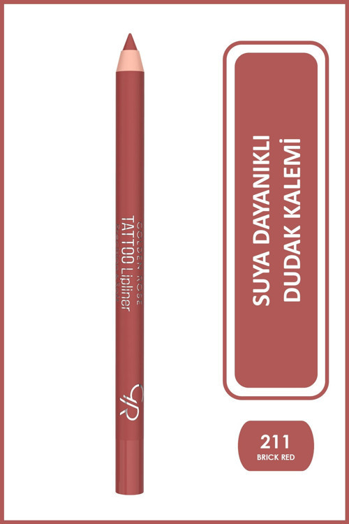 Tattoo Lipliner No: 211 Brick Red - Suya Dayanıklı Uzun Süre Kalıcı Jel Dudak Kalemi