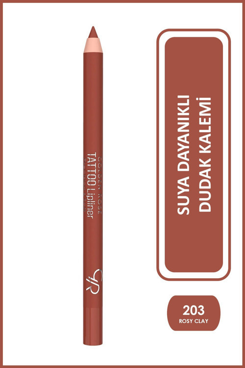 Tattoo Lipliner No: 203 Rosy Clay - Suya Dayanıklı Uzun Süre Kalıcı Jel Dudak Kalemi