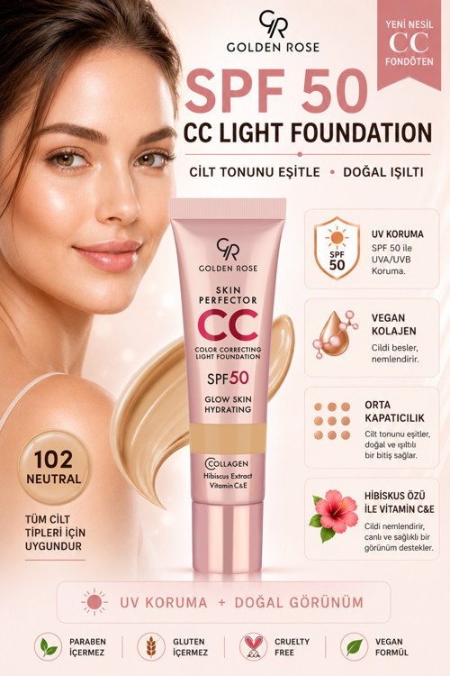 Cc Krem Skin Perfector Color Correcting Light Foundation - 102