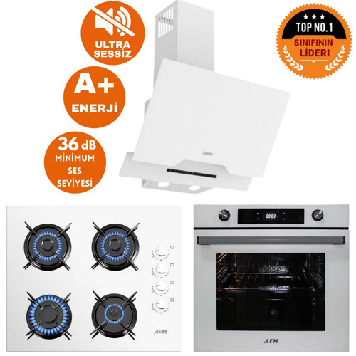 ve Ferre MARKALI NUVO Sessiz Turbo Dijital Beyaz Ankastre Set (D064-SA + FM7701 +FM2201)