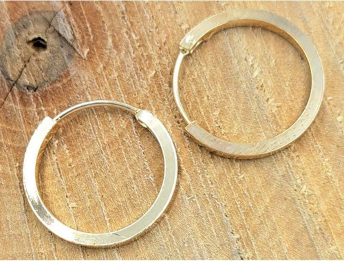 Çelik Gold Renk Büyük Boy Çift Halka Unisex Küpe