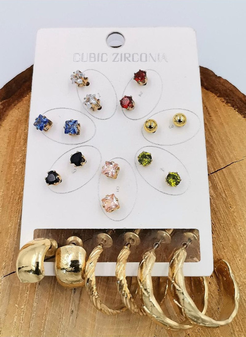 10 Çift 20 Adet Lüks Kararmaz Zirkon Taşlı Küpe