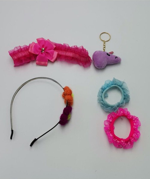 Renkli Desenli Taç Toka Bandana Set