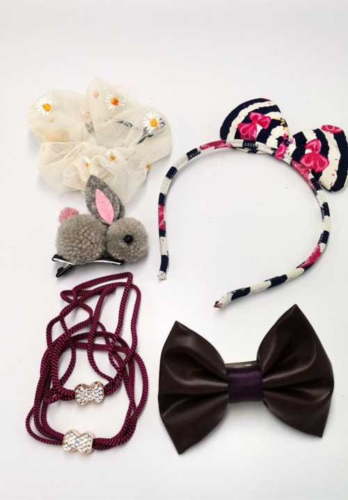 Renkli Desenli Taç Toka Bandana Set