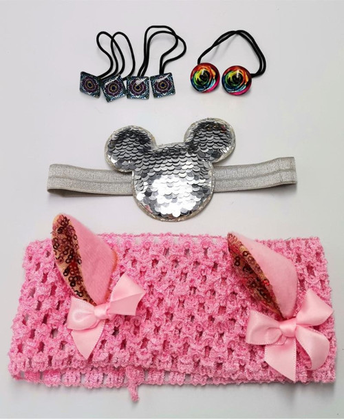 Renkli Desenli Taç Toka Bandana Set