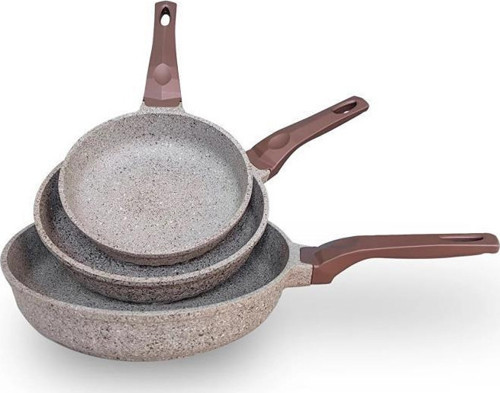 3737 Fry Pan Döküm Granit 3 Parça Tava Seti Kumbeji (20-24-28 cm)
