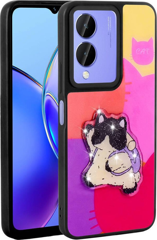 ViVo Y17s Kılıf Parlayan Kabartmalı İkonik Figürlü Amas Silikon Kapak