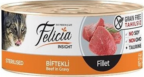 Tahılsız Biftekli Fileto Kısırlaştırılmış Konserve Kedi Maması 85 Gr