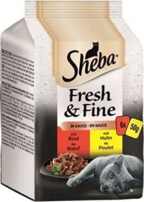Pouch Fresh & Fine Sos İçerisinde Tavuklu ve Sığır Etli Yetişkin Konserve Kedi Maması 6 Adet 50 Gr