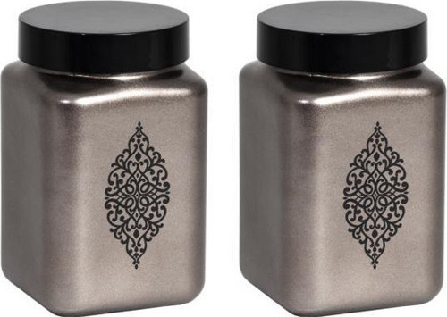 İkili 1,5 lt Metalik Gümüş Kavanoz Seti