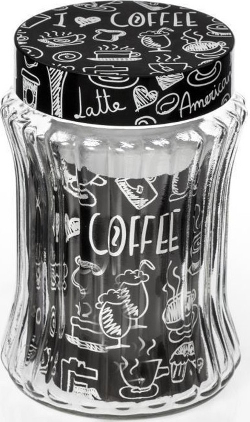 1,25 lt Coffee Desenli Çizgili Kavanoz