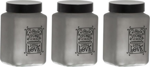 Üçlü 1,5 lt Mat Füme Cam Kavanoz Seti