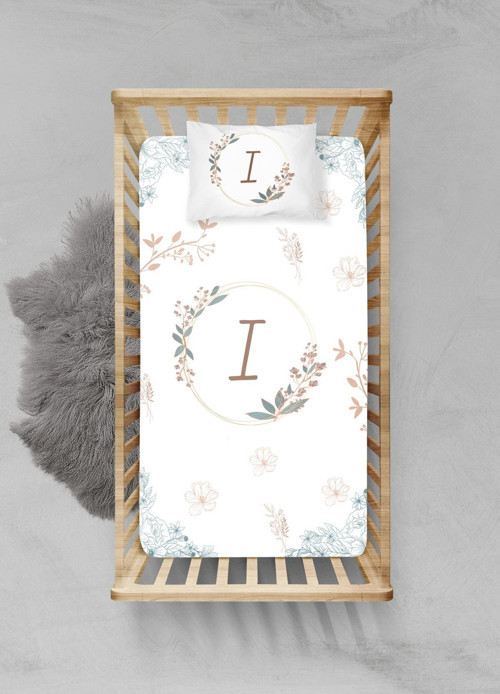 %100 Pamuklu Lastikli Çarşaf Seti - (70X110 15CM) - Harf Serisi - I Harfi - Plchı32023010