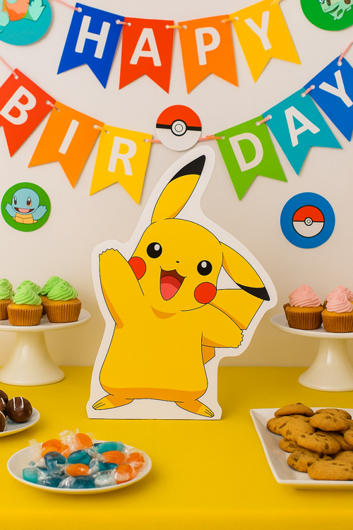 Ayaklı pano POKEMON Pikachu 34x23 cm Doğum Günü Masa Aksesuarı Oda Süsü