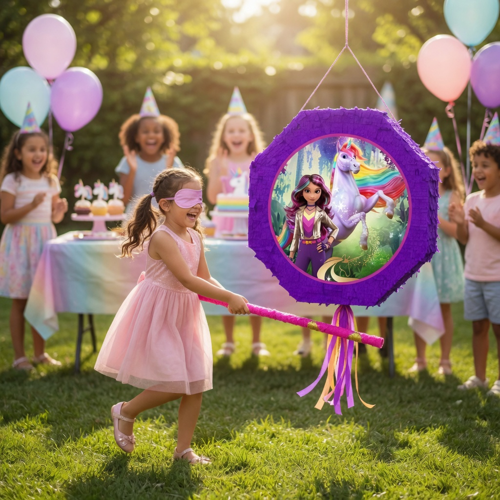 Unicorn Akademi Pinyata 42 cm Sopalı Doğum Günü Parti Oyunu Şeker Doldurulabilir