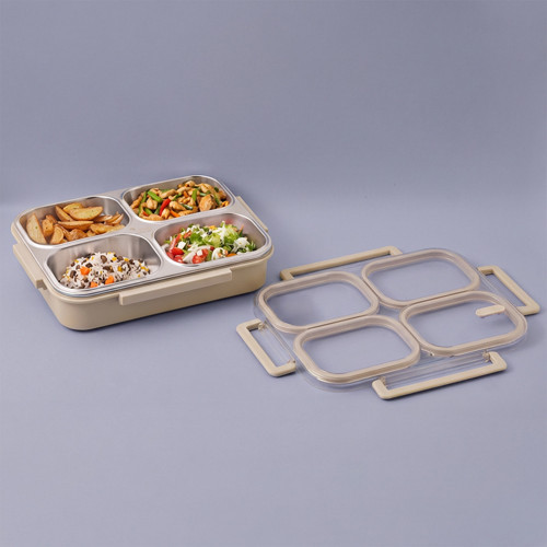 Bento Lunch Box 4 Bölmeli Beige