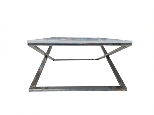Orta Sehpa X 13658 Çapraz Model Metal Nikelaj Ayak Parlak Beyaz Tabla El Yapım