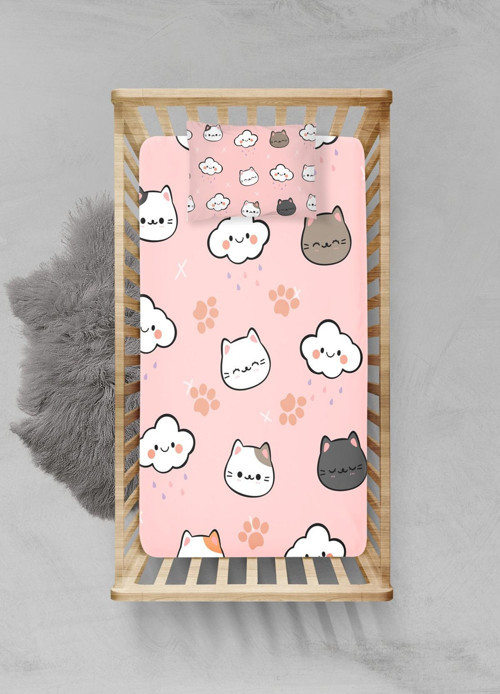 %100 Pamuklu Lastikli Çarşaf Seti - (70x110+15cm) - PLCS32023129