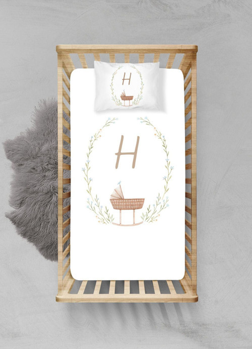 %100 Pamuklu Lastikli Çarşaf Seti - (70X110 15CM) - Harf Serisi - H Harfi - Plcs32023202