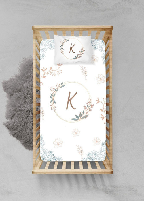 Pamuklu Lastikli Çarşaf Seti - (55x95+15cm) - Harf Serisi - K Harfi