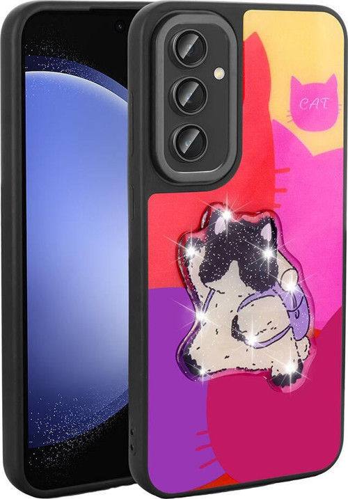 Galaxy A35 Kılıf Parlayan Kabartmalı İkonik Figürlü Amas Silikon Kapak