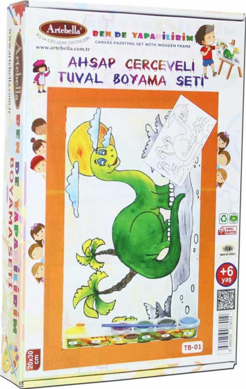01 I Eğitici Ahşap Çerçeveli Tuval Boyama Seti + 6 Yaş 20x30 cm