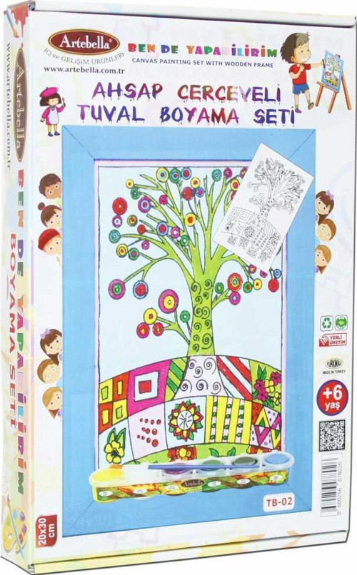 02 I Eğitici Ahşap Çerçeveli Tuval Boyama Seti + 6 Yaş 20x30 cm
