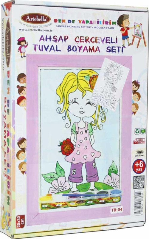 04 I Eğitici Ahşap Çerçeveli Tuval Boyama Seti + 6 Yaş 20x30 cm