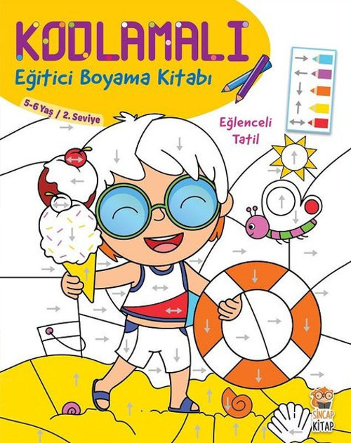 Eğlenceli Tatil 5-6 Yaş-Kodlamalı Eğitici Boyama Kitabı-2.Seviye