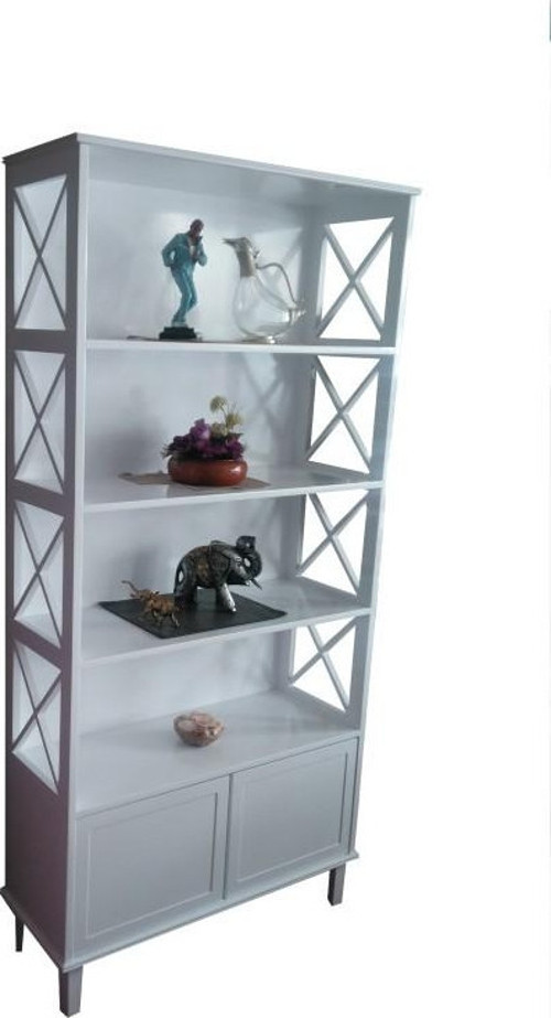 Kitaplık X 17614 ÇAPRAZ Yan Model Alt Kapak raf Kayın MDF Torna Parlak Beyz Lake