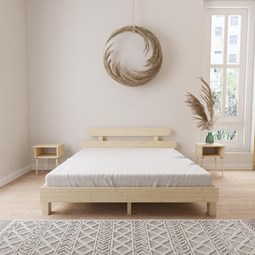 Damla Model Vernikli Ahşap Karyola Ve İki komodin Set 120x200 cm
